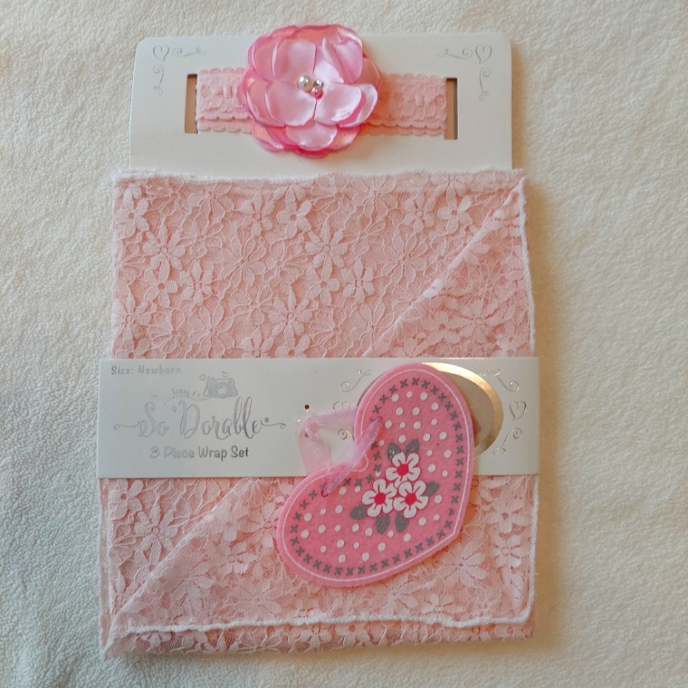So Dorable newborn baby 3 piece wrap New in Package Great For Photos